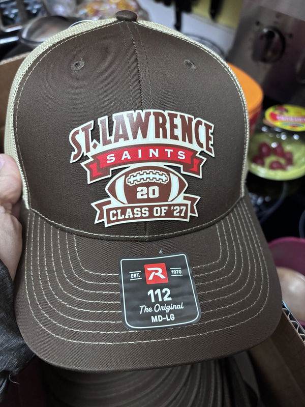 Customer photo of the Custom Richardson 112 Trucker Hat with Leather Patch or Logo they ordered from us