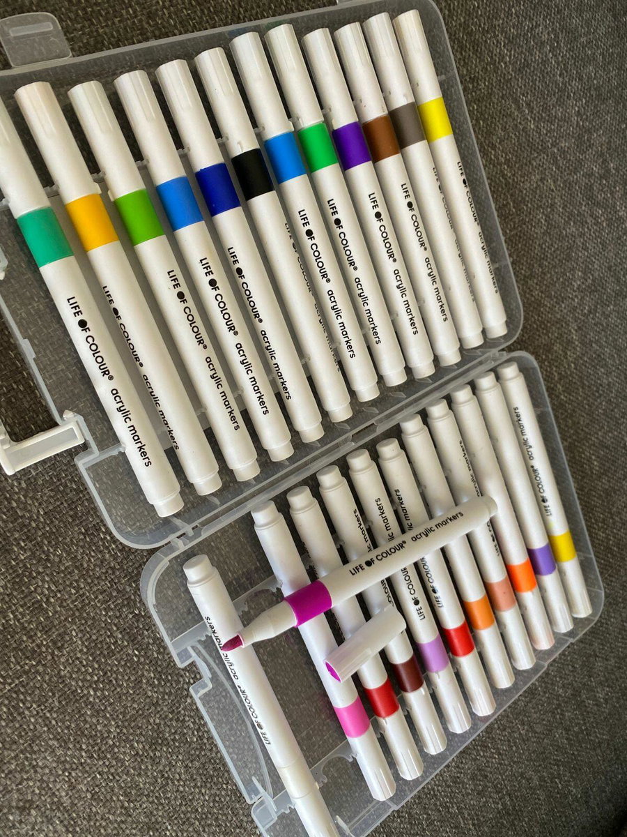 An open case of Life of Colour acrylic markers