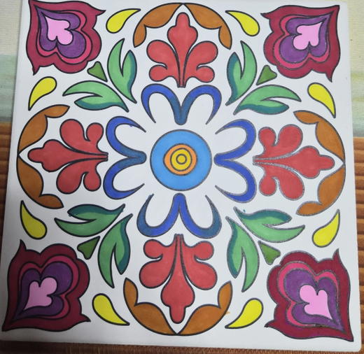 Blue flower painted on ceramic