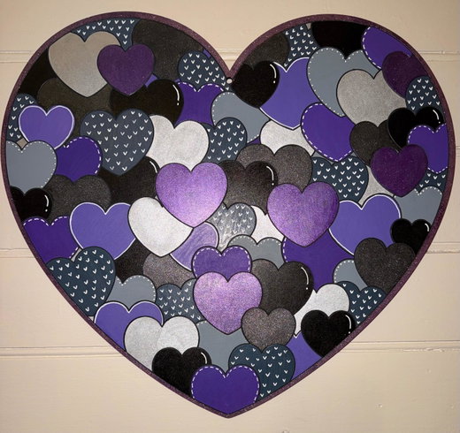 Painted heart boards finished by a customer