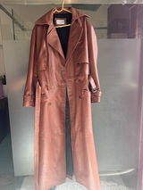 Troian Brown Leather Trench Coat