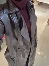 Evelyn Burgundy Leather Trench Coat