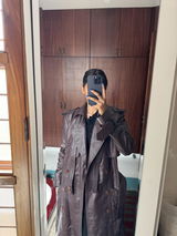 Evelyn Burgundy Leather Trench Coat