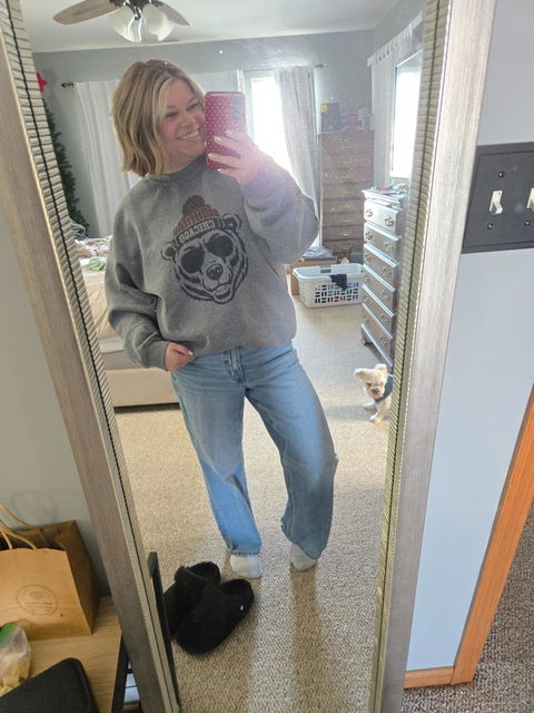 Bear With Chicago Beanie Graphic Sweatshirt