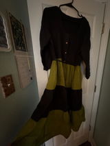 Tiered Linen Maxi Dress with Square Neckline & 3/4 Sleeves