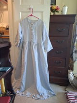 Minimalist Linen Maxi Dress with Button Front & Adjustable Tie