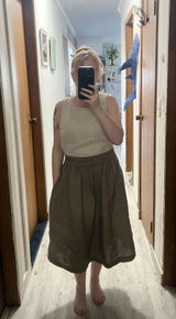Elastic Waist Linen Skirt