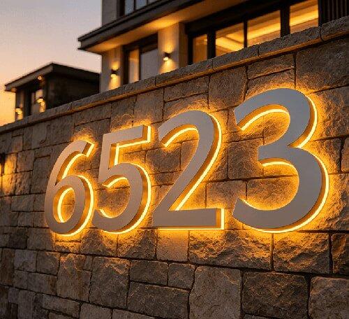 Energy-Efficient LED Address Sign - Illuminated House Numbers for Improved Curb Appeal