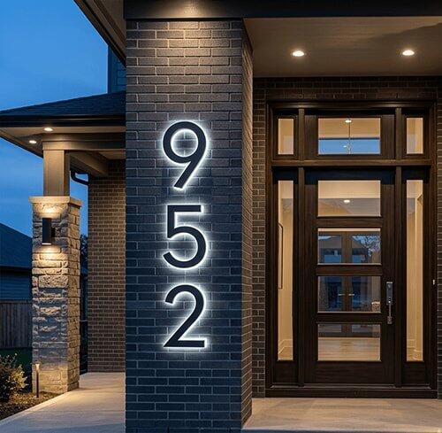Elegant Illuminated Address Numbers for Stone Weatherproof Energy Efficient LED Lights