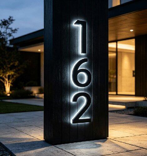 Elegant Illuminated Address Numbers for Stone Weatherproof Energy Efficient LED Lights