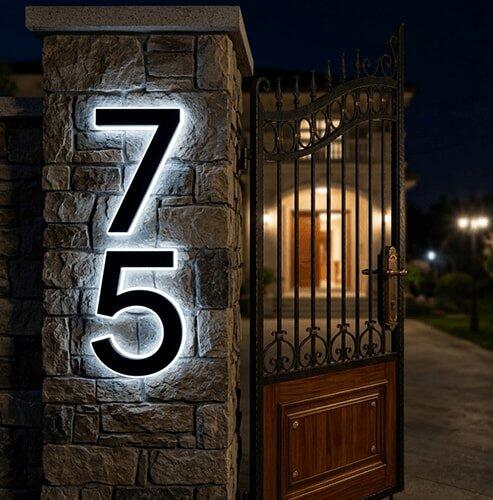 Energy-Efficient LED Address Sign - Illuminated House Numbers for Improved Curb Appeal