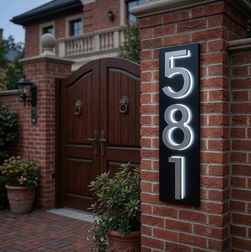 Versatile Lighted House Numbers - Freestanding or Wall Mounted - Weather-resistant Address Sign