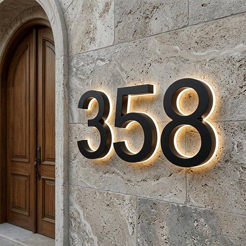 Versatile Lighted House Numbers - Freestanding or Wall Mounted - Weather-resistant Address Sign