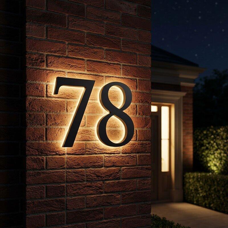 Elegant Illuminated Address Numbers for Stone Weatherproof Energy Efficient LED Lights