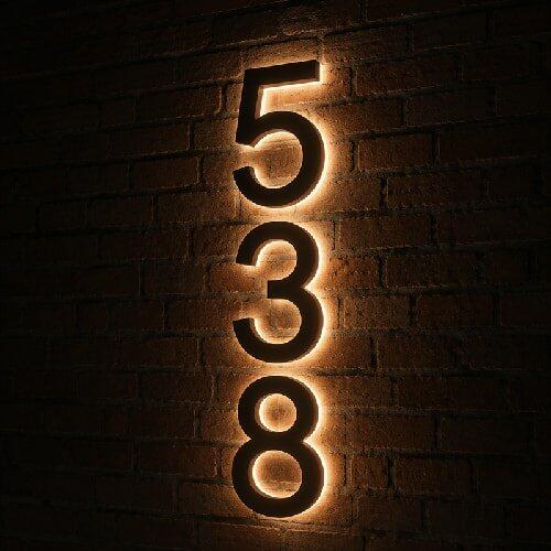 Sleek Metal Illuminated Numbers Contemporary LED House Numbers for Clear Address Visibility