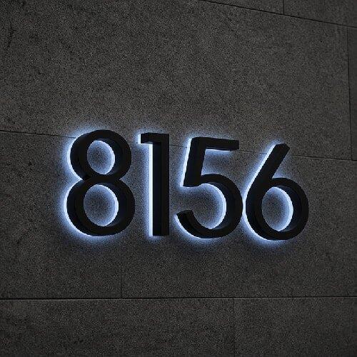 Stainless Steel Backlit Street Numbers - Rustproof LED Address Plaque