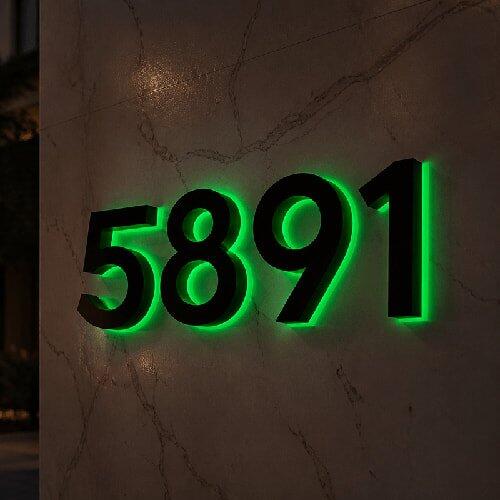 Contemporary Lighted House Numbers RGB Address Display Visually Striking for Nighttime Navigation