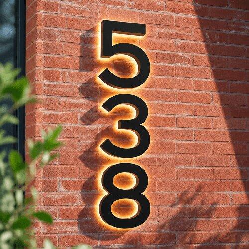 Energy-Efficient LED Address Sign - Illuminated House Numbers for Improved Curb Appeal