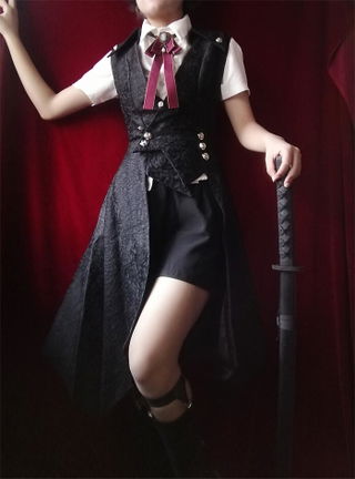 Customer photo for Black Princess Chronicles Burn To Ash Female Gothic Ouji Lolita Long Vest