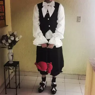 Customer photo for White Hunting Rabbits Long Sleeves Bowknot Gothic Vintage Ouji Fashion Lolita Blouse