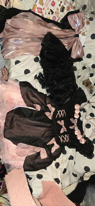 Customer photo for Black/Pink Multi-layer Hanayome Bowknot Fishbone Princess Sweet Lolita JSK