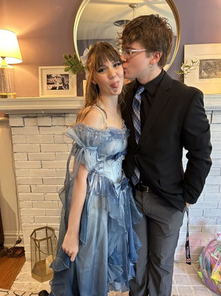 Customer photo for Blue Short Sleeves Hanayome Bowknot Sweet Lolita Dress