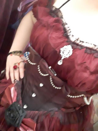 Customer photo for Red/Black Bowknot Gothic Lolita JSK