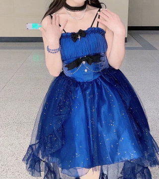 Customer photo for Blue Shining Bowknot Sweet Lolita JSK Dress (include Train)
