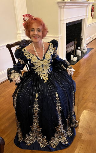Customer photo for Hime Sleeves High Waisted Three Dimensional Hollow Embroidery Floral Print Ruffled Multi-layer Victorian Lolita Prom Dress