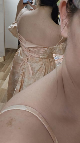 Customer photo for Off Shoulder Print Hanayome Embroidery Bowknot Sweet Lolita Dress