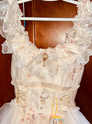 Customer photo for Ivory [Flora] Ruffle Hanayome Embroidery Bowknot Sweet Lolita JSK