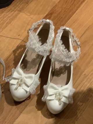 Customer photo for Sweet Lace Bowknot Lolita Shoes