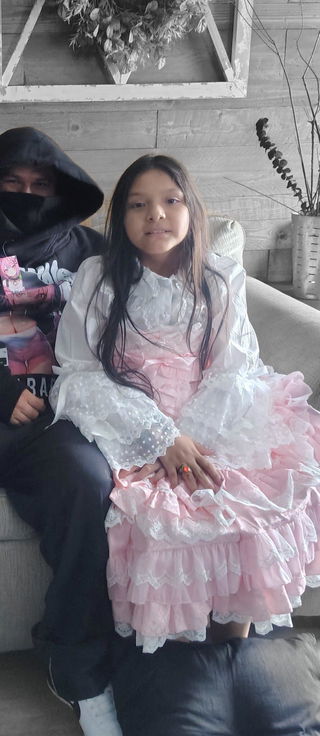 Customer photo for Pink Ruffle Bowknot Stitching Lace Sweet Lolita JSK