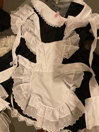 Customer photo for Maid Short Sleeves Ruffle Bowknot Sweet Plus Size Lolita Dress Full Set
