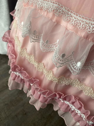 Customer photo for Glaze Fantasy Sleeveless Ruffle Embroidery Bowknot Sweet Lolita JSK
