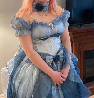 Customer photo for Blue Short Sleeves Hanayome Bowknot Sweet Lolita Dress