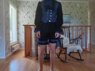 Customer photo for Black/Blue Evil Twins Ouji Prince Lolita Vest Shirt Shorts Set