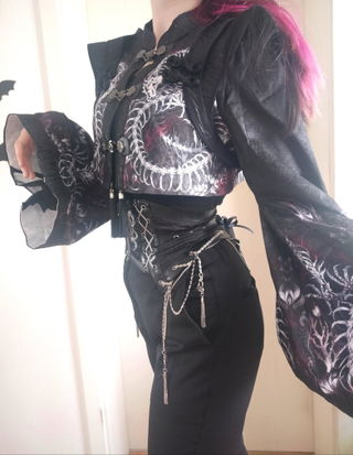 Customer photo for Black [bone Dragon] Print Zipper Lace-up Ouji Fashion Classic Lolita Waistband