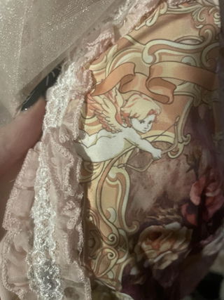 Customer photo for Pink [rose Window] Print Ruffle Bowknot Lace Sweet Lolita JSK