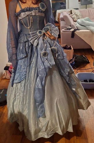 Customer photo for Blue Capture The Stars Hanayome Bowknot Shiny Sweet Lolita JSK