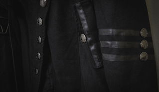 Customer photo for Black Military Uniform Double Breasted Men's Long Gothic Coat With Belt