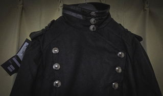 Customer photo for Black Military Uniform Double Breasted Men's Long Gothic Coat With Belt