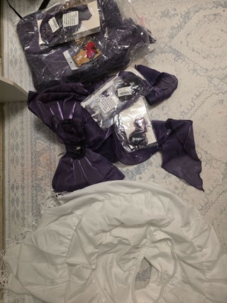 Customer photo for Purple [bright Stars] Off Shoulder Ruffle Bowknot Asymmetric Sweet Lolita Dress