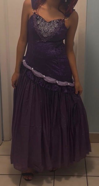 Customer photo for Purple [mysterious Nocturne] Embroidery Bowknot Lace Classic Vintage Lolita JSK