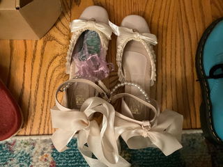 Customer photo for Romance Bowknot Lace Pearl Sweet Lolita Shoes