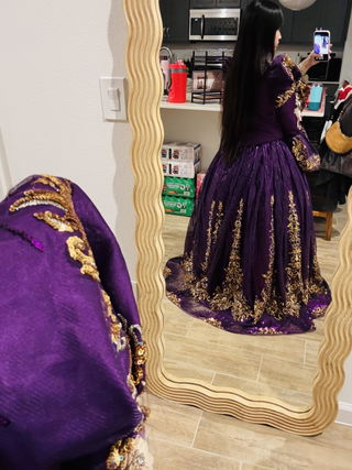 Customer photo for Hime Sleeves High Waisted Three Dimensional Hollow Embroidery Floral Print Ruffled Multi-layer Victorian Lolita Prom Dress