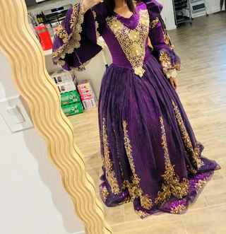 Customer photo for Hime Sleeves High Waisted Three Dimensional Hollow Embroidery Floral Print Ruffled Multi-layer Victorian Lolita Prom Dress