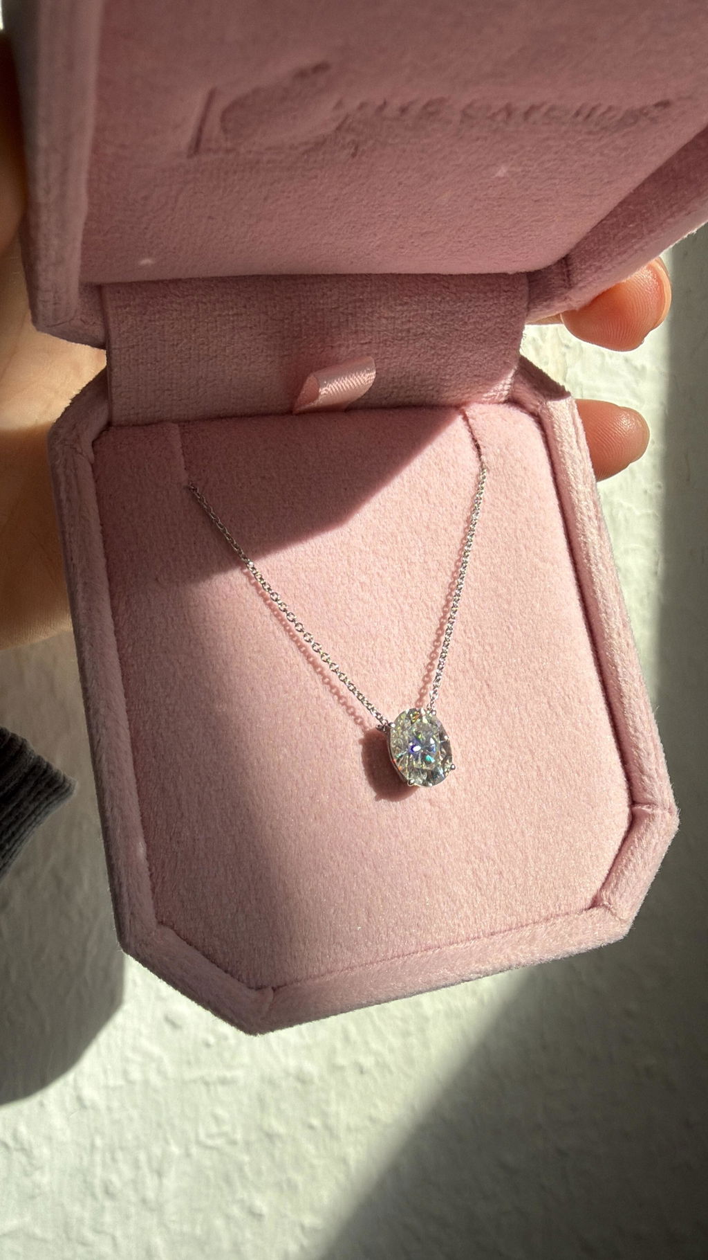 Starlight Whisper: Oval Cut Moissanite Ashes Necklace
