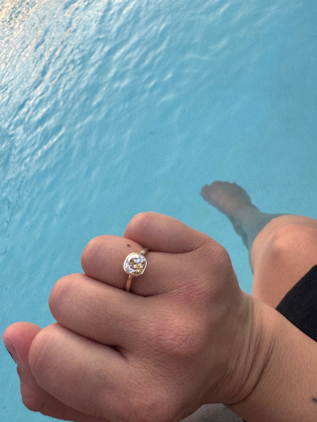 Crystal Square: Cushion Cut Moissanite Ashes Ring