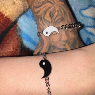 Couple Bracelets with Yin-Yang connectors and Heart Magnets | Gift for Couples, Gift for Her, Gift for Him, His and Hers Bracelets, Set of 2